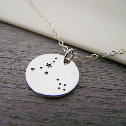 Pisces Zodiac Necklace – Sterling Silver Constellation Pendant on 18” Chain, Astrology Jewelry Gift