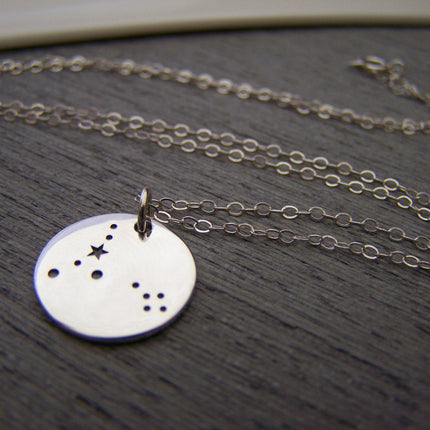 Pisces Zodiac Necklace – Sterling Silver Constellation Pendant on 18” Chain, Astrology Jewelry Gift