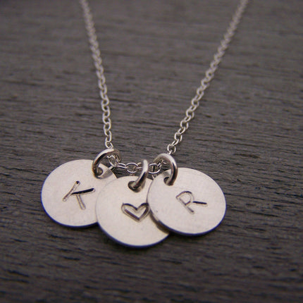 Two Initial Heart Disc Necklace – Personalized Sterling Silver Jewelry
