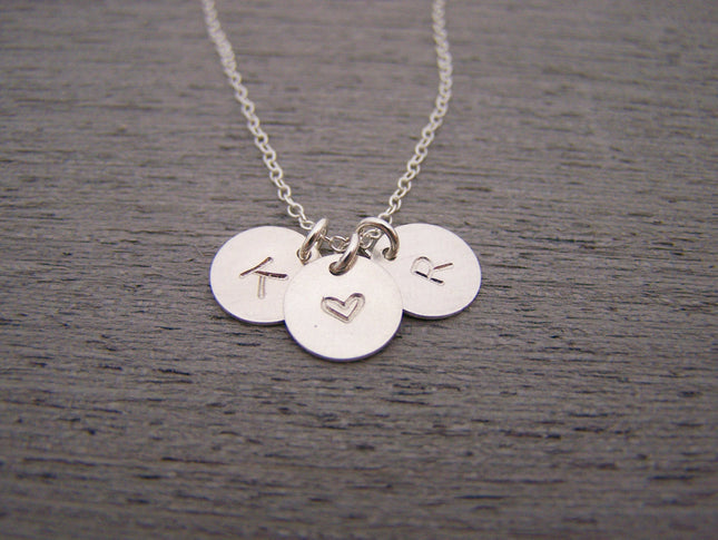 Two Initial Heart Disc Necklace – Personalized Sterling Silver Jewelry