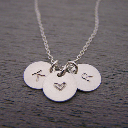 Two Initial Heart Disc Necklace – Personalized Sterling Silver Jewelry
