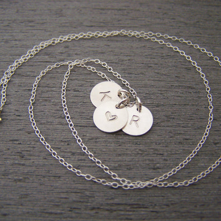 Two Initial Heart Disc Necklace – Personalized Sterling Silver Jewelry
