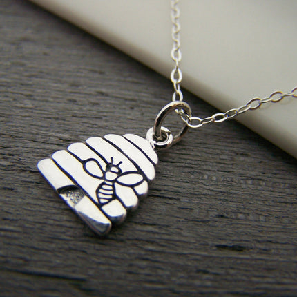 Tiny Sterling Silver Beehive Necklace – Simple Everyday Bee Jewelry