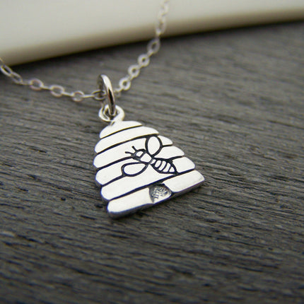Tiny Sterling Silver Beehive Necklace – Simple Everyday Bee Jewelry