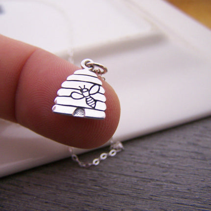 Tiny Sterling Silver Beehive Necklace – Simple Everyday Bee Jewelry