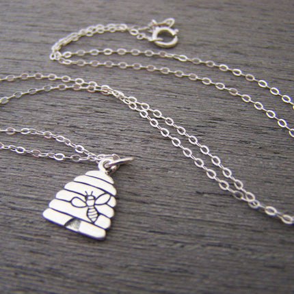 Tiny Sterling Silver Beehive Necklace – Simple Everyday Bee Jewelry