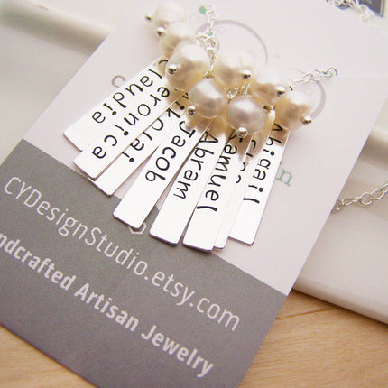 Family Names - Hand Stamped Name Bar Personalized Sterling Silver Necklace