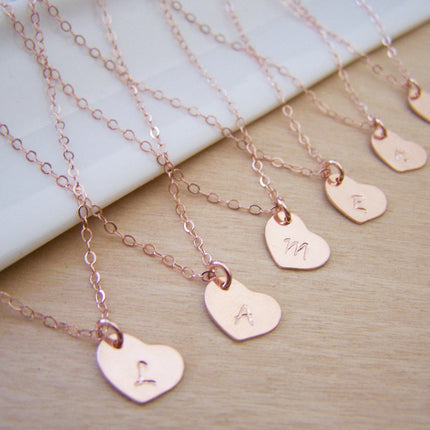 Tiny Rose Gold Heart Custom Initial Necklace