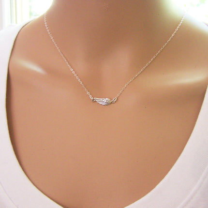Dainty Sterling Silver Angel Wing Necklace – Simple Memorial Jewelry & Remembrance Gift