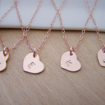 Tiny Rose Gold Heart Custom Initial Necklace