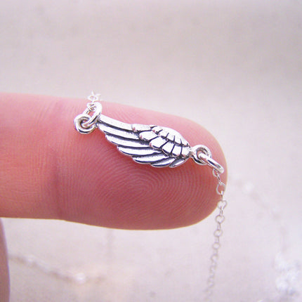 Dainty Sterling Silver Angel Wing Necklace – Simple Memorial Jewelry & Remembrance Gift
