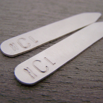 Monogrammed Collar Stays - Personalized Gift -  Hand Stamped Collar Stays / Gift for Him - Mens Accessory - Anniversary Gift