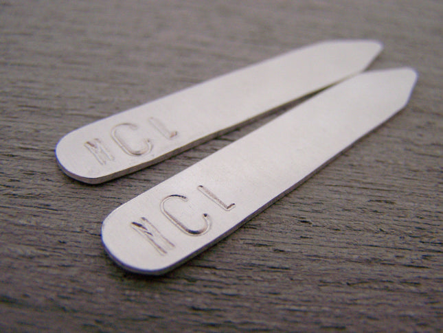 Monogrammed Collar Stays - Personalized Gift -  Hand Stamped Collar Stays / Gift for Him - Mens Accessory - Anniversary Gift