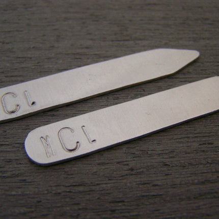 Monogrammed Collar Stays - Personalized Gift -  Hand Stamped Collar Stays / Gift for Him - Mens Accessory - Anniversary Gift
