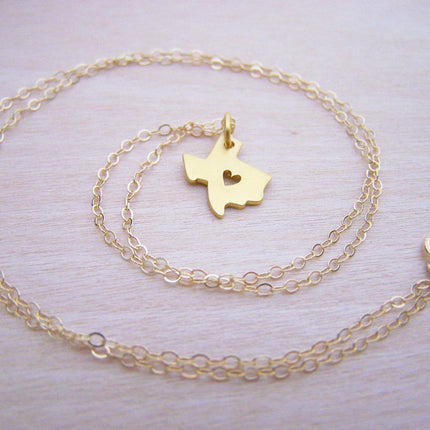 Texas State 14k Gold Filled Necklace