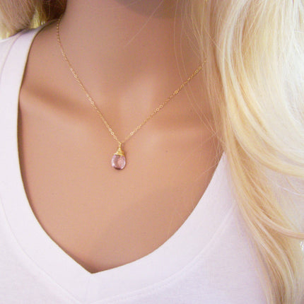 June Birthstone Light Amethyst Necklace – 14k Gold Filled Gemstone Pendant Jewelry – Gift for Her