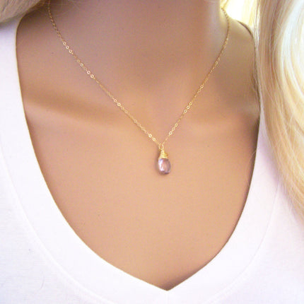 June Birthstone Light Amethyst Necklace – 14k Gold Filled Gemstone Pendant Jewelry – Gift for Her