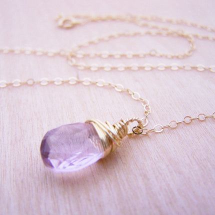 June Birthstone Light Amethyst Necklace – 14k Gold Filled Gemstone Pendant Jewelry – Gift for Her