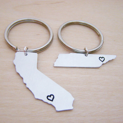 Hand Stamped State Key Chain