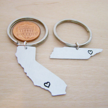 Hand Stamped State Key Chain
