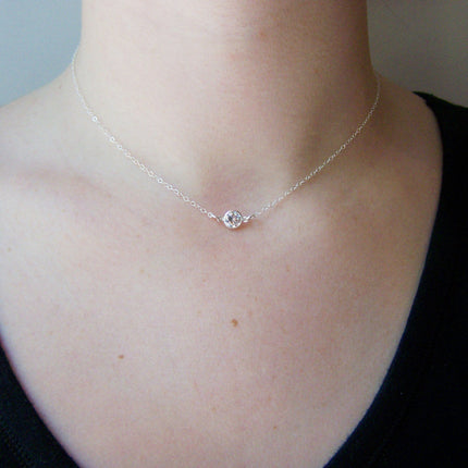 Tiny Diamond Alternative Choker, Sterling Silver - As Seen on Poppa’s House