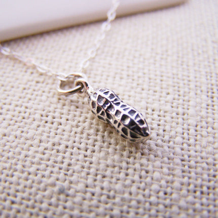 Tiny Peanut Sterling Silver Necklace