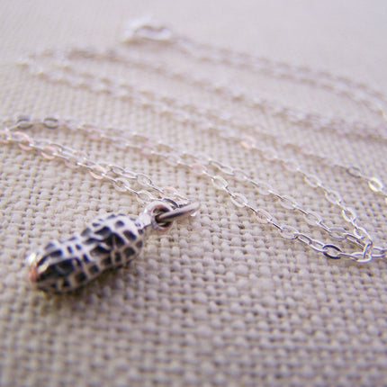 Tiny Peanut Sterling Silver Necklace