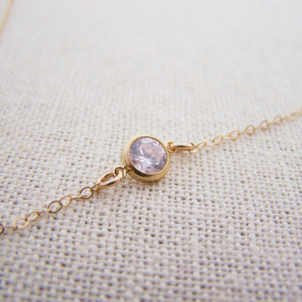 GOLD Tiny Diamond Necklace - 14k Gold Fill Dainty Choker Necklace