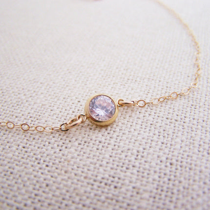 GOLD Tiny Diamond Necklace - 14k Gold Fill Dainty Choker Necklace