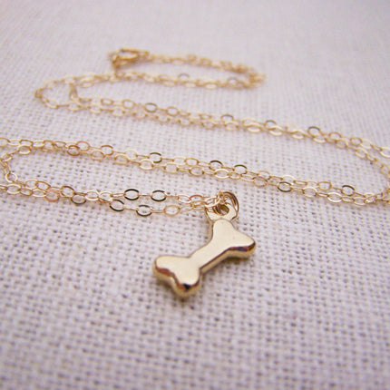 Gold Dog Bone 14k Gold Filled Necklace