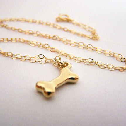 Gold Dog Bone 14k Gold Filled Necklace