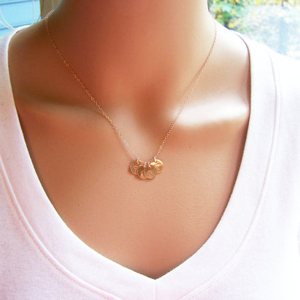 ROSE Gold Tiny Initial Disc Personalized Necklace