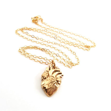Anatomical Heart Charm 14k Gold Filled Necklace