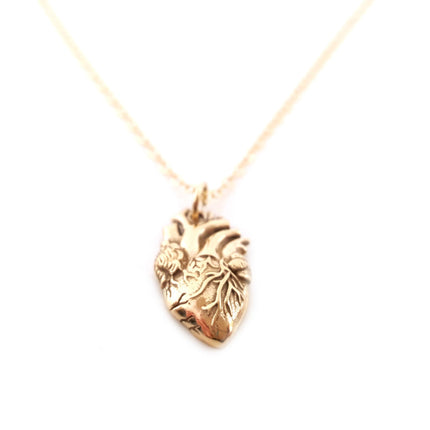 Anatomical Heart Charm 14k Gold Filled Necklace