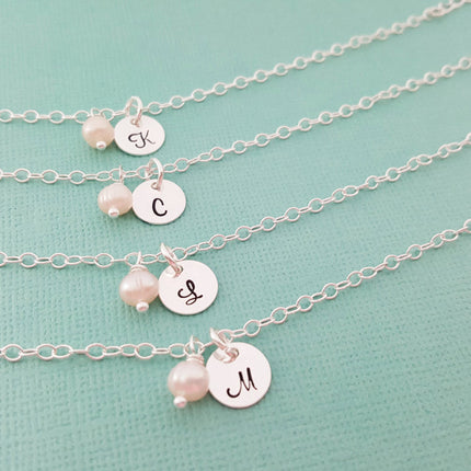 Pearl Initial Bracelet - Personalized Sterling Silver Jewelry - Bridesmaid Gift