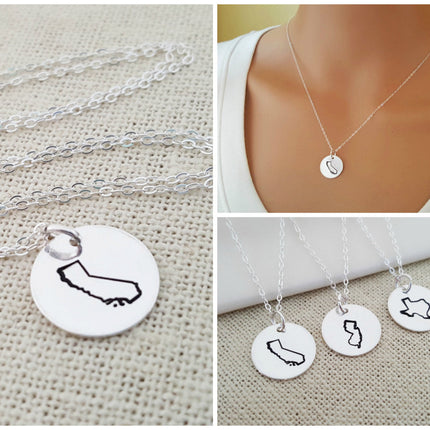 State Necklace - Hand Stamped Necklace - Home State Necklace
