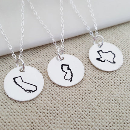 State Necklace - Hand Stamped Necklace - Home State Necklace