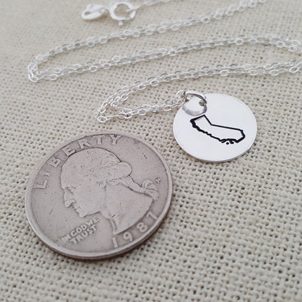 State Necklace - Hand Stamped Necklace - Home State Necklace