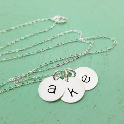Initial Disc Necklace - Personalized Hand Stamped Sterling Silver Necklace