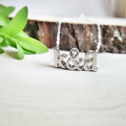 Two Initial Necklace -  Couples Initials Ampersand Necklace Personalized Necklace
