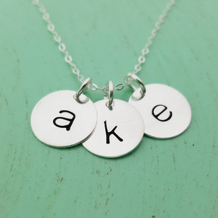 Initial Disc Necklace - Personalized Hand Stamped Sterling Silver Necklace