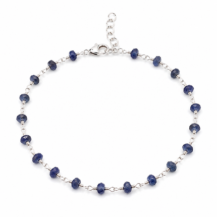 Iolite Wire Wrapped Sterling Silver Bracelet