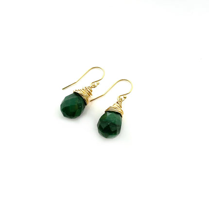 Green African Jade Gemstone Earrings in 14k Gold Fill