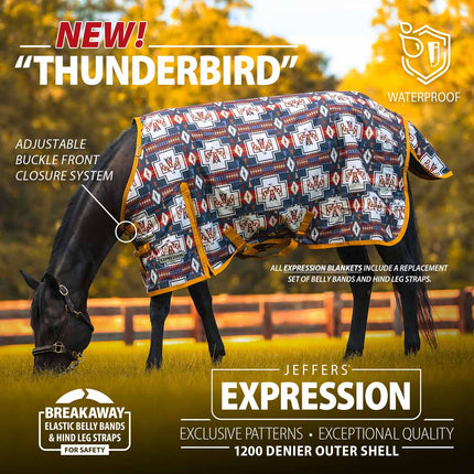 Jeffers Expression 1200 Denier Standard Neck Turnout Horse Blanket, 240 Gram