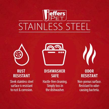 Jeffers Standard-Weight Stainless Steel Food & Water Pet Bowls