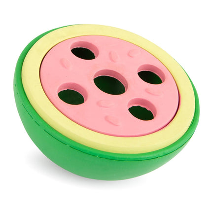 Jeffers Watermelon Natural Rubber Treat Dispensing Dog Dental Chew Toy with Vanilla Scent