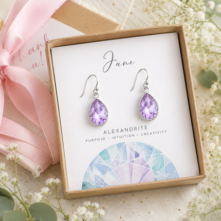 June Birthstone Earrings - Crystal Teardrop Earrings