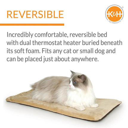 K&H Thermo-Kitty Mat Heated Cat Bed – Indoor Reversible Heated Cat Mat, Low-Wattage, Machine Washable, Cozy Nap Pad