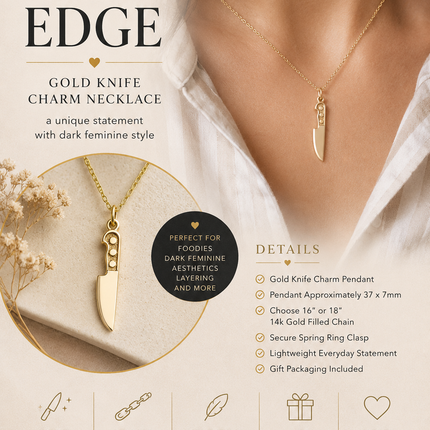 Gold Knife Charm Necklace