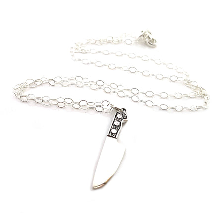 Chef's Knife Charm - Kitchen Cooking Pendant - Sterling Silver Necklace - Handmade Jewelry